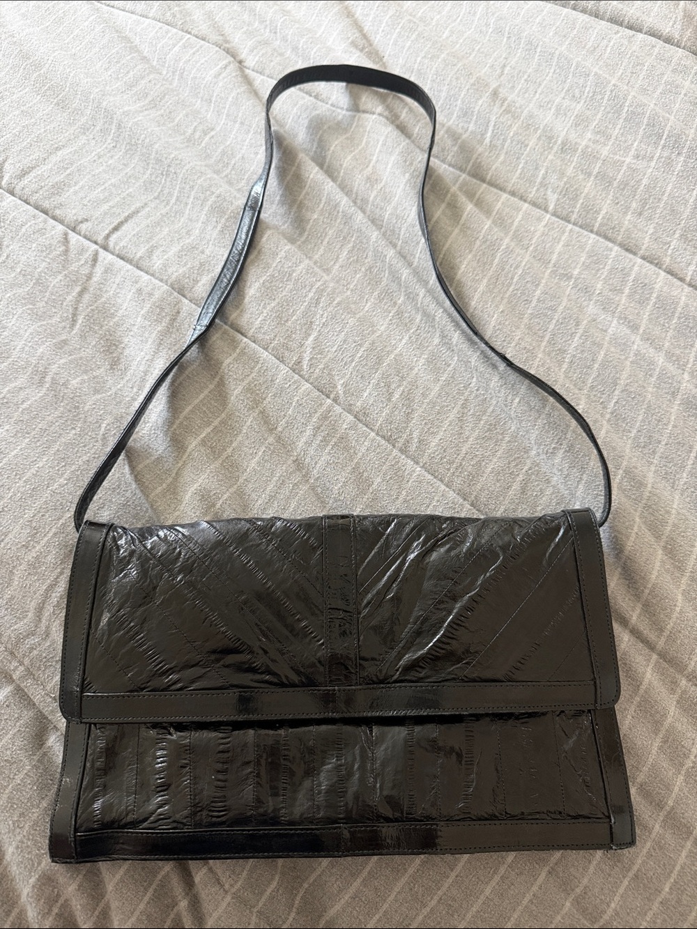 Vintage Black Eel Skin Purse Shoulder Bag